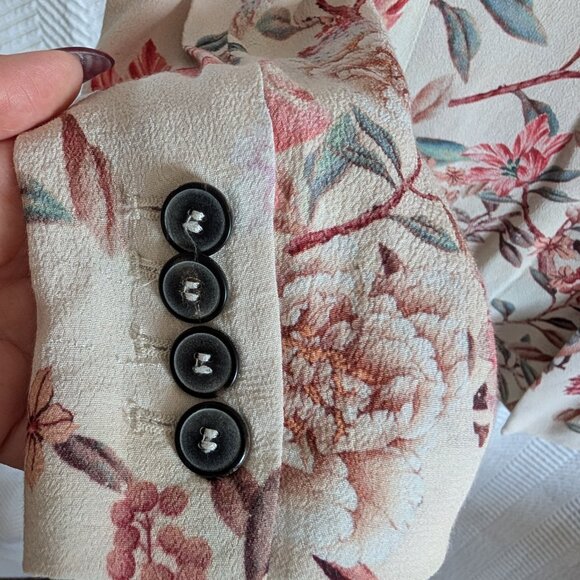 Zara Woman Floral & Blue jay print Blazer Size XS Spring Lightweight Feminine - Picture 11 of 16